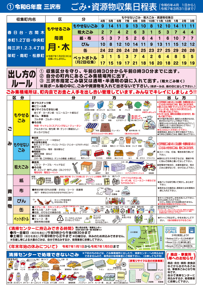 令和6年度版ごみ・資源物収集日程表